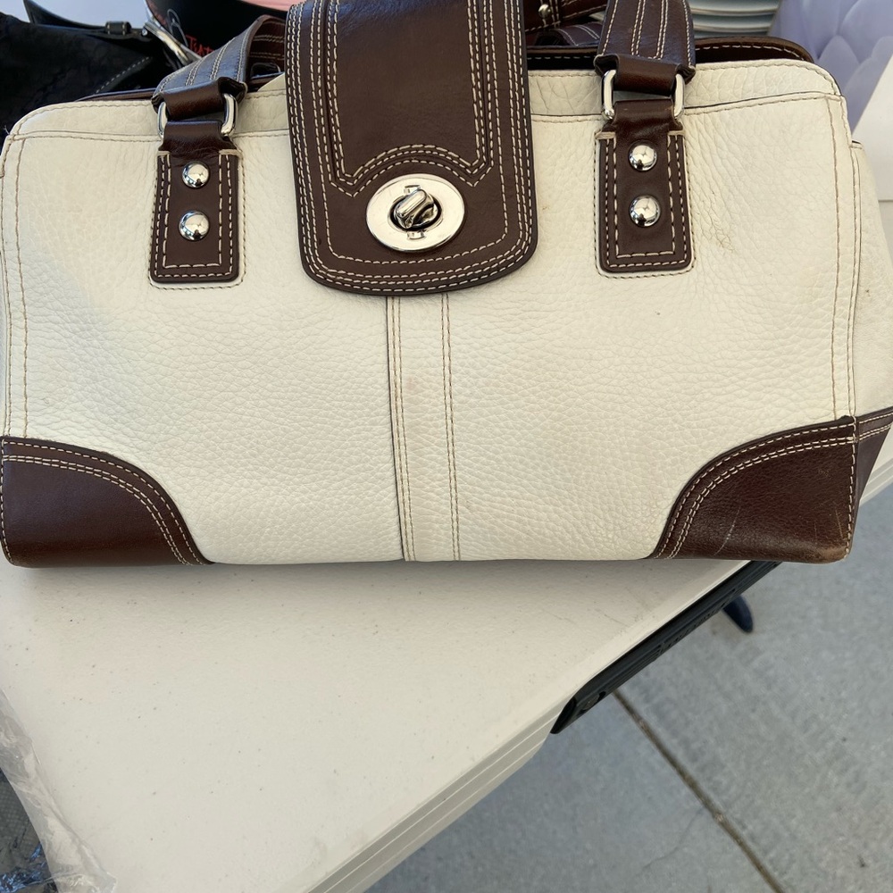 Coach beige and Brown Leather Handbag